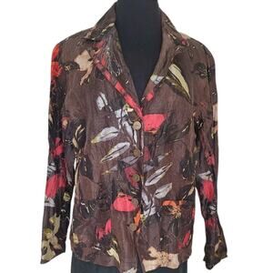 Chico’s Brown Shacket Button Up Fall Layer Sz 2 L